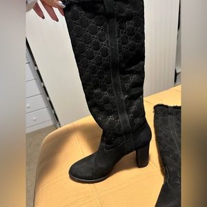 Gucci monogram suede boots